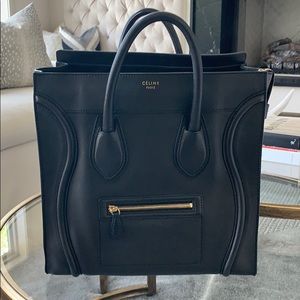 Authentic Celine leather Mini Luggage Tote, Black